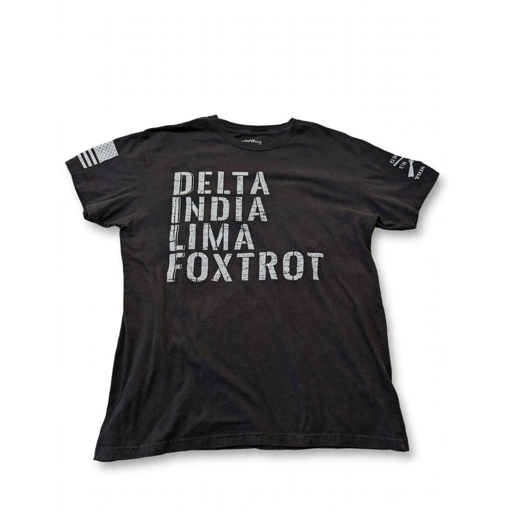 Grunt Style Military Phonetic DILF Graphic Tee Mens XL Black Streetwear Humor